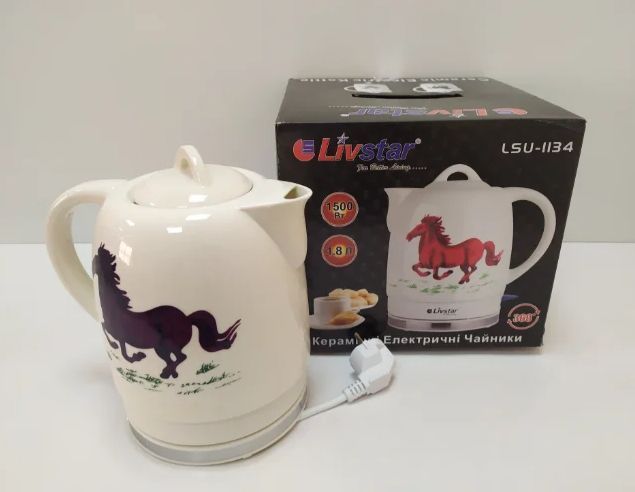 Чайник электрический керамический со сменой рисунка при нагревании 1,8л 1500W Livstar LSU-1134 Электрочайник LSU-1134 фото
