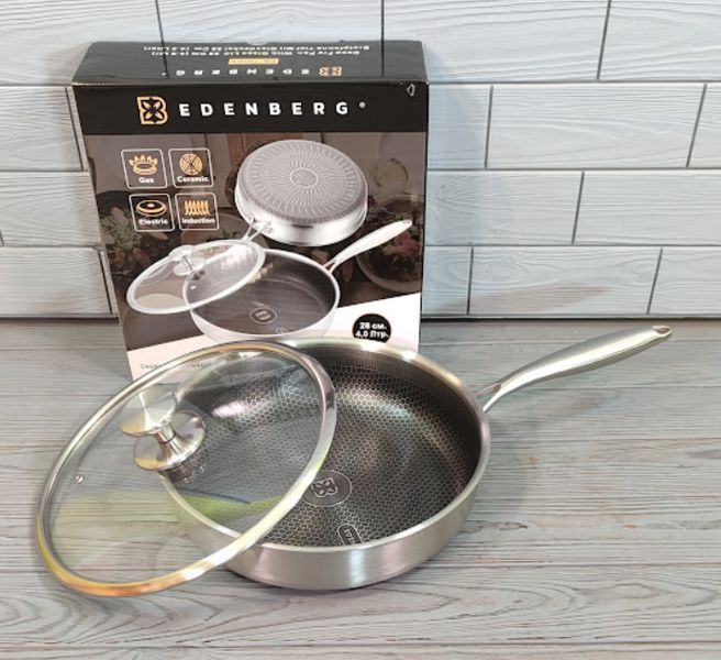 Cковорода глубокая из нержавеющей стали (24x7см / 3,2л) Edenberg EB-13061 / Сковородка профессиональная EB-13061 фото
