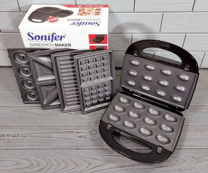 Мультипекарь 5в1 800Вт (гриль, вафли, сэндвичи, орехи, пончики) Sonifer SF-6151 / Мультимейкер элекрический SF-6151 фото