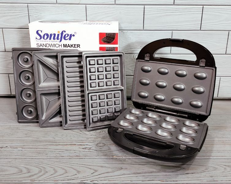 Мультипекарь 5в1 800Вт (гриль, вафли, сэндвичи, орехи, пончики) Sonifer SF-6151 / Мультимейкер элекрический SF-6151 фото