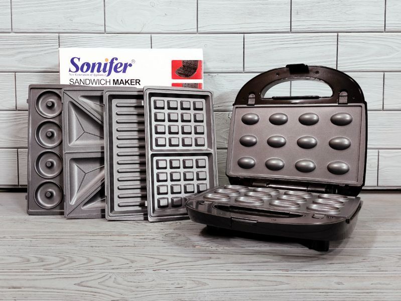 Мультипекарь 5в1 800Вт (гриль, вафли, сэндвичи, орехи, пончики) Sonifer SF-6151 / Мультимейкер элекрический SF-6151 фото