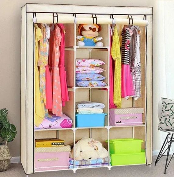 Шкаф складной тканевый на 3 секции Storage Wardrobe 88130 (130х45х175 см) 88130 фото