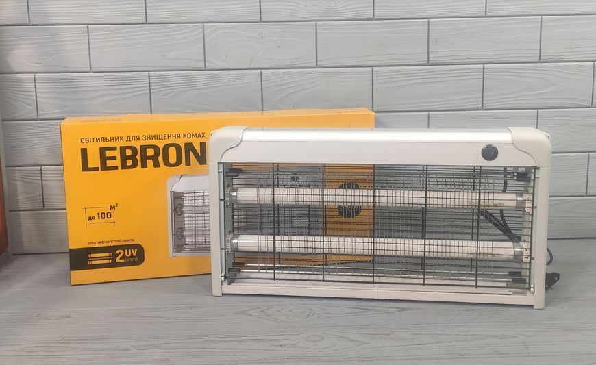 Светильник для уничтожения насекомых Lebron 2x15w до 100m2 Ультрафиолетовая лампа от комаров и мух L-ML-2*15 фото