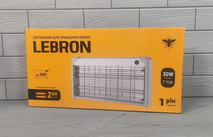 Светильник для уничтожения насекомых Lebron 2x15w до 100m2 Ультрафиолетовая лампа от комаров и мух L-ML-2*15 фото
