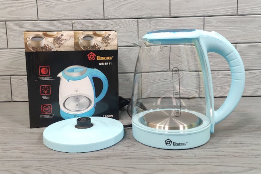 Чайник электрический со стеклянным корпусом 2л 2200 W Domotec-8111 Электрочайник MS-8111 фото