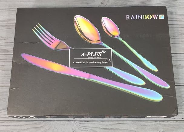 Набір столових предметів A-Plus 1421 Rainbow, ложки, виделки та ножі 24 шт 1421 фото