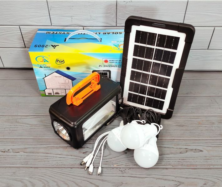 Сонячна станція/ліхтар-світильник акумуляторний з PowerBank + 3 лампочки JA-2009 JA-2009 фото