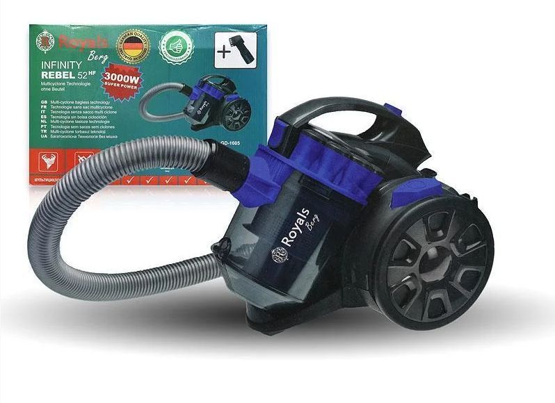 Пилосос ROYAL BERG RB-1605 темно-синій 3000 Watt (Пилосос контейнерний без мішка для сухого прибирання) 1605-Син фото