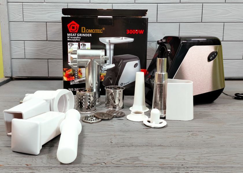Мясорубка Domotec MS-2024 3000Вт с томатной соковыжималкой, теркой/шинковкой и реверсивными функциями MS-2024 фото