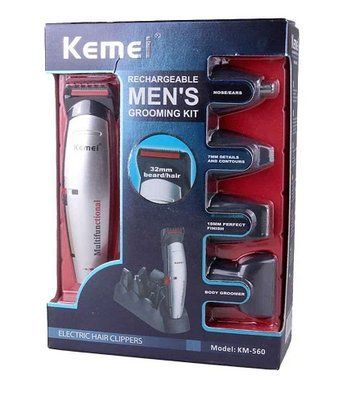 Машинка для стрижки Kemei KM 560 6в1 з підставкою, Тример бритва з телескопічною насадкою KM 560 фото
