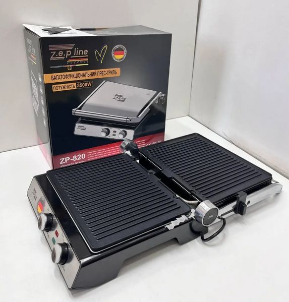 Электрогриль Zepline ZP-820 3500 Вт со съёмными антипригарными пластинами для мяса, овощей и бутербродов ZP-820 фото