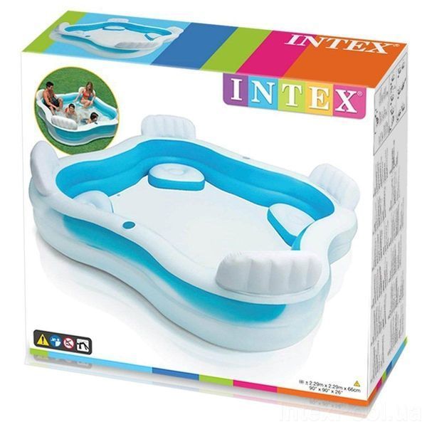 Семейный надувной бассейн Intex 56475 (229х229х66 см) с подстаканниками и сидениями 56475 фото