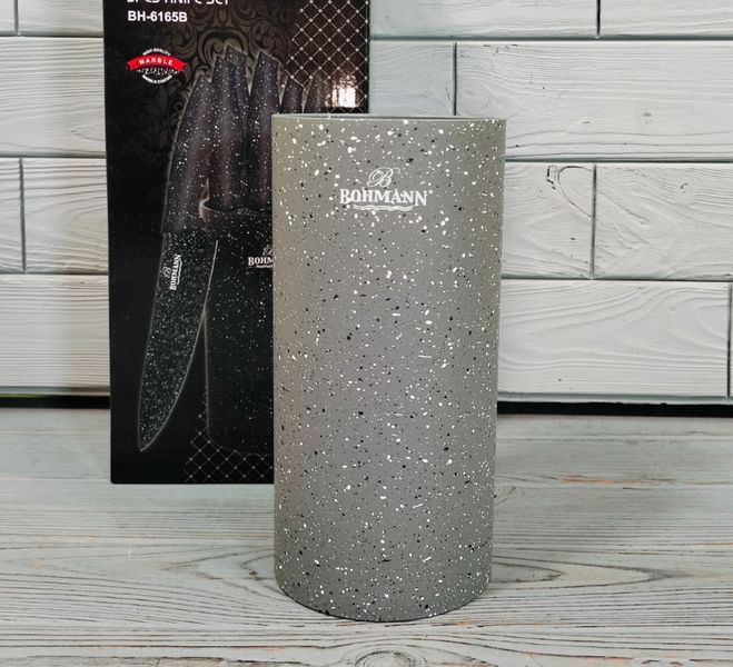 Набор кухонных ножей на подставке Bohmann BH-6165 6 предметов / Ножи на кухню Серый BH-6165-красн фото