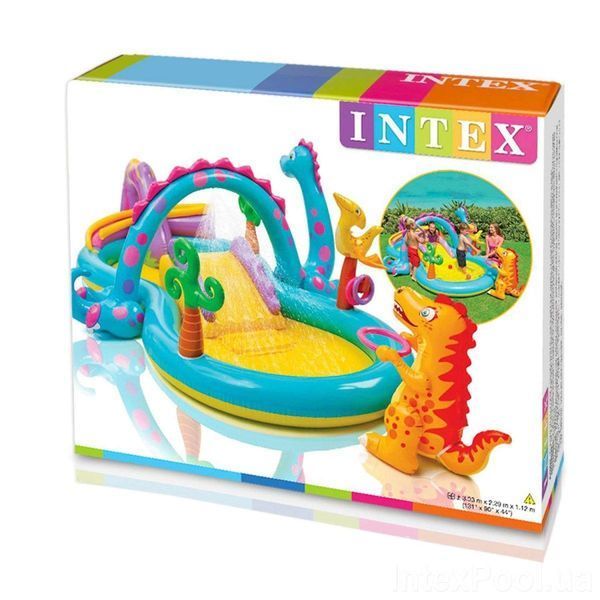 Надувной игровой центр бассейн Intex 57135 &laquo;Планета динозавров&raquo; (333*229*112см) с фонтаном и надувным кольцом 57135 фото