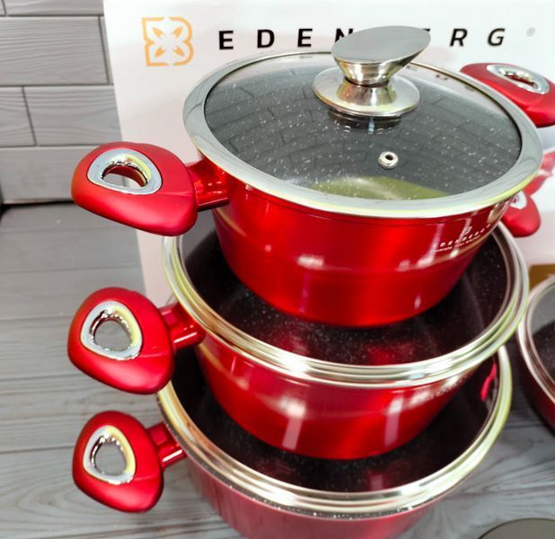 Набор кухонной посуды 12 предметов Edenberg EB-5614 /&nbsp;Набор кастрюль (казанов) с мраморным покрытием EB-5614 фото
