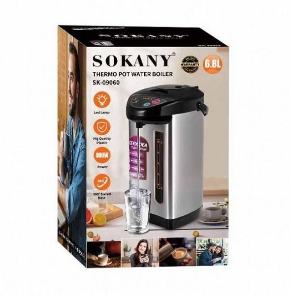 Электрический термопот на 6,8л SOKANY SK-09060, 800 Вт, чайник-термос, автоотключение, защита от перегрева SK-09060 фото