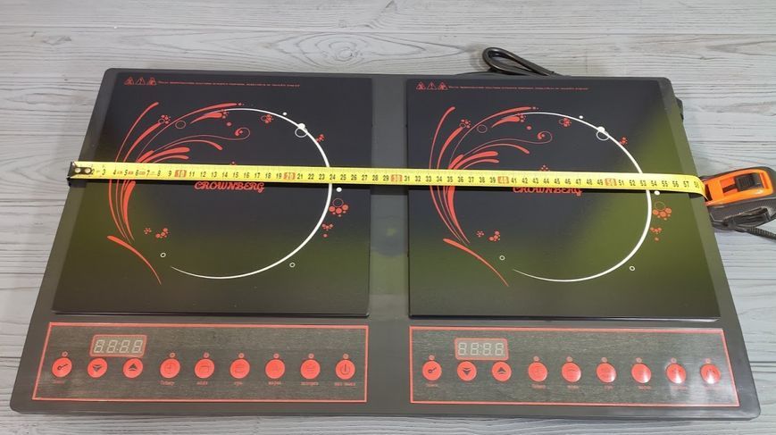 Стеклокерамическая настольная индукционная плита на две конфорки Crownberg CB-1329 4000 Ватт для дачи 1329 фото
