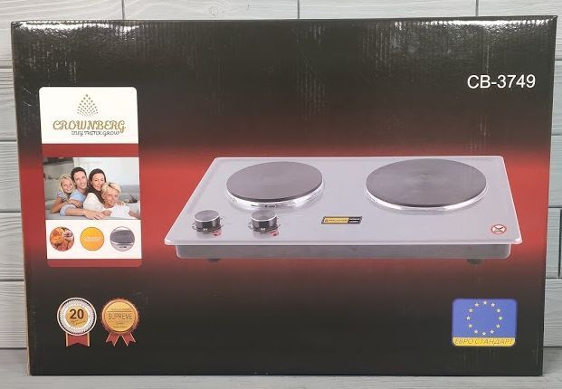 Двухконфорочная электроплита Crownberg CB-3749 (2500 ВТ) Плита электрическая настольная CB-3749 фото