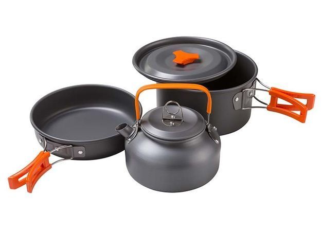 Набор посуды для пикника и туризма Cooking Set DS-308 (9 предметов) / Посуда для путешествий DS-308 фото