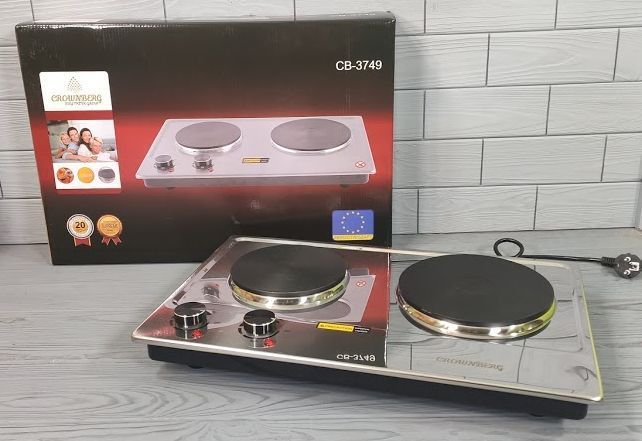 Двухконфорочная электроплита Crownberg CB-3749 (2500 ВТ) Плита электрическая настольная CB-3749 фото