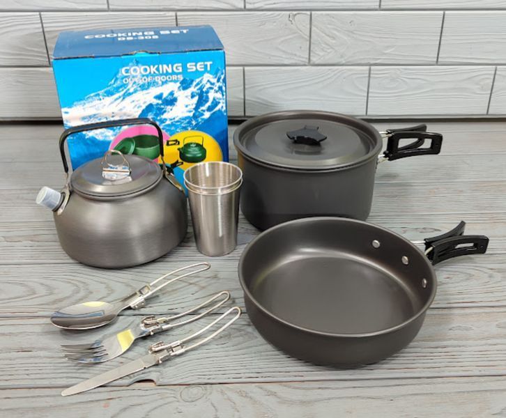 Набор посуды для пикника и туризма Cooking Set DS-308 (9 предметов) / Посуда для путешествий DS-308 фото