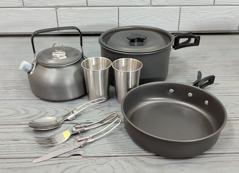 Набор посуды для пикника и туризма Cooking Set DS-308 (9 предметов) / Посуда для путешествий DS-308 фото