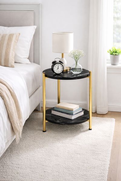 Компактний журнальний столик Home M50269 30х30х60 см з двома полицями для речей і декору M50269 фото