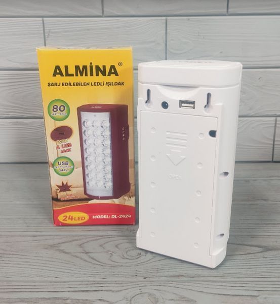 Фонарь аккумуляторный с функцией Power Bank Almina DL-2424 / Фонарик - лампа аварийный DL-2424 фото