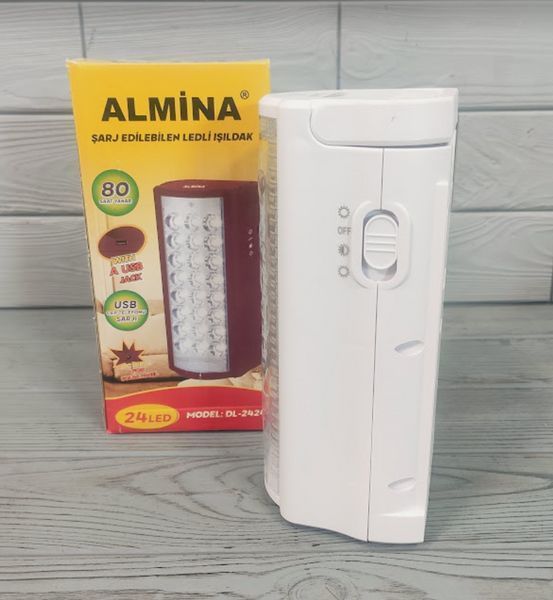 Фонарь аккумуляторный с функцией Power Bank Almina DL-2424 / Фонарик - лампа аварийный DL-2424 фото