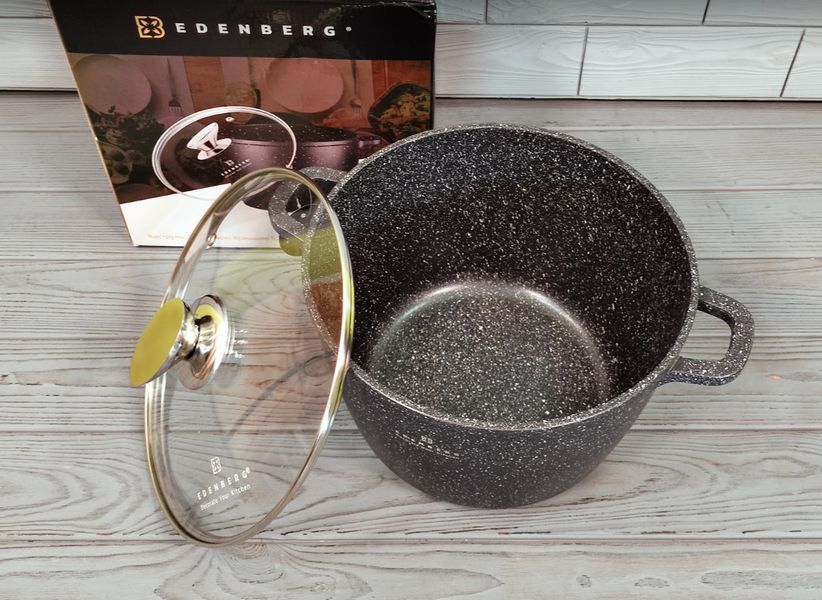 Глубокая кастрюля - казан 6,2л / 24см Edenberg EB-1171 с мраморным антипригарным покрытием и крышкой EB-1171 фото