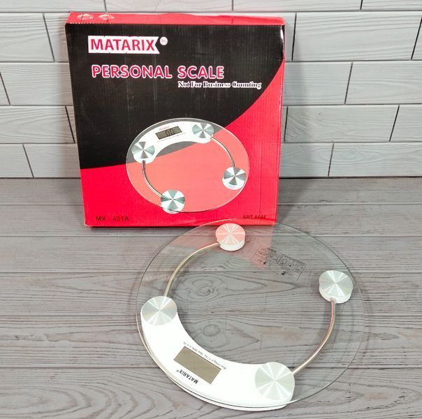Весы напольные стеклянные до 180 кг (Круглые) Matarix MX-451A / Электронные напольные весы MX-451A фото