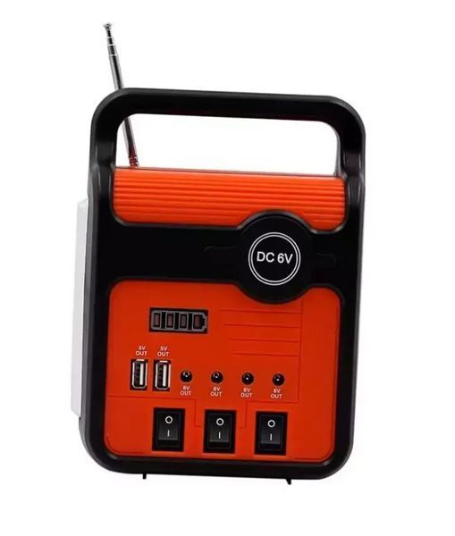 Фонарь - Power Bank, радио-блютуз с солнечной панелью 9V 3W + 3 лампочки EP-371B / Мощный фонарик аварийный EP-371B фото