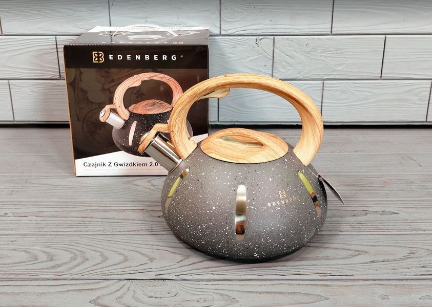 Чайник со свистком из нержавеющей стали 2л Edenberg EB-8844 / Чайник для плиты Серый EB-8844-черн фото