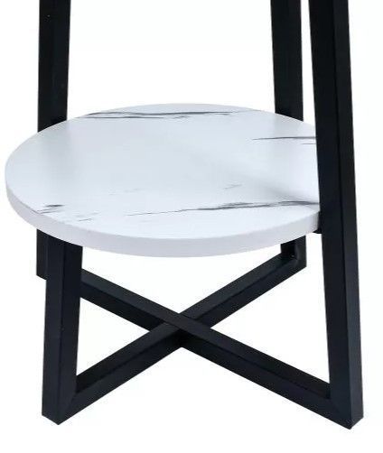 Білий двоярусний журнальний столик Stenson M50292-W 40&times;40&times;55 см для вітальні та спальні M50292-W фото