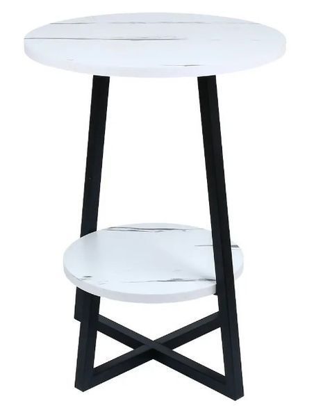 Білий двоярусний журнальний столик Stenson M50292-W 40&times;40&times;55 см для вітальні та спальні M50292-W фото