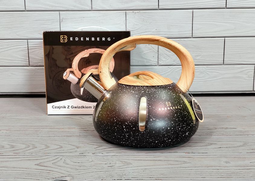 Чорний чайник Edenberg EB-8844 2 л зі свистком для плити EB-8844-черн фото