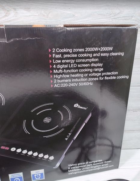 Електроплита склокерамічна Domotec MS-5862 на 2 конфорки по 2000W Керамічна MS-5862 фото