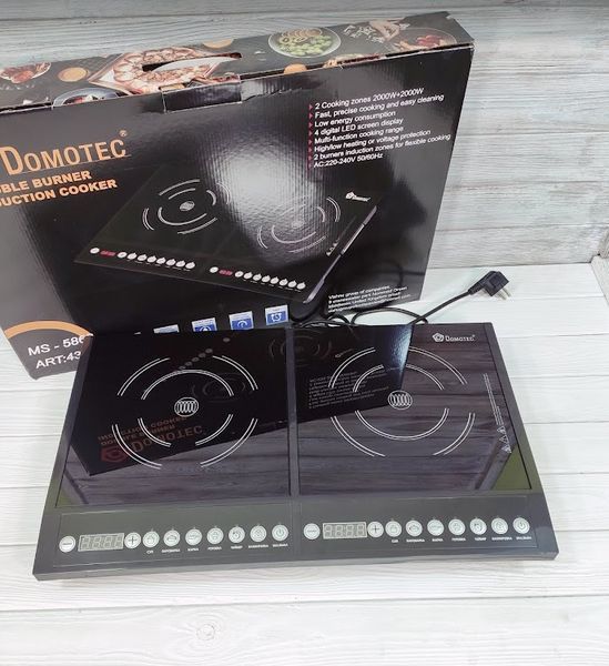 Електроплита склокерамічна Domotec MS-5862 на 2 конфорки по 2000W Керамічна MS-5862 фото