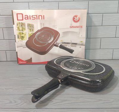 Сковорода-гриль подвійна Daisini 36cm. Подвійна сковорода - гриль з гранітним покриттям 555 фото