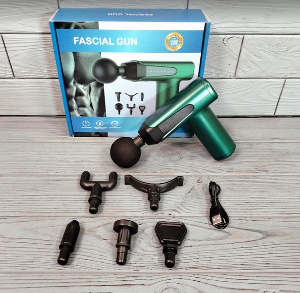 Массажер FASCIAL GUN M6 с насадками аккумуляторный / Вибромассажёр пистолет / Перкуссионный массажер M6 фото
