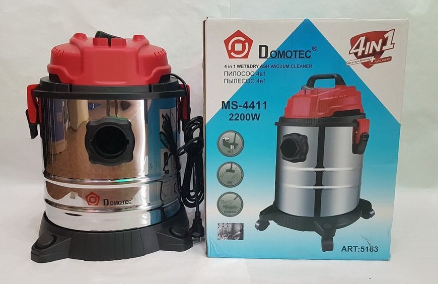 Пилосос миючий Domotec MS 4411 потужність 2200W 2 в 1 Вологе та сухе прибирання MS-4411 фото