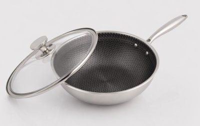 Кухонна сковорода WOK Benson BN-590 28 см з неіржавкої сталі, глибока професійна модель BN-590 фото