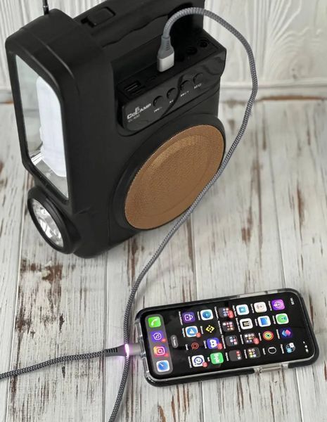 Фонарь - Power Bank, радио-блютуз с солнечной панелью 4000mAh + 1 лампочка CL-830 / Мощный фонарик аварийный CL-830 фото