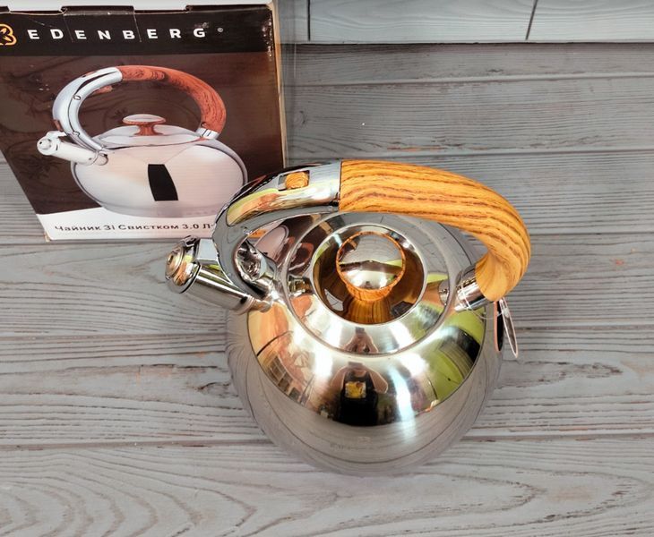 Чайник со свистком из нержавеющей стали 3л Edenberg EB-7006 / Чайник для плиты EB-7006-черн фото
