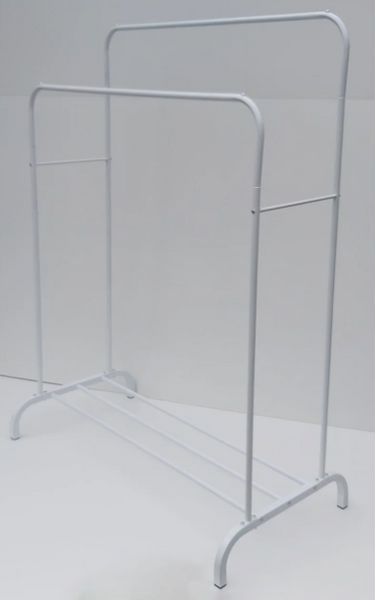 Напольная двойная стойка для одежды Double floor Hanger - Белая / Портативная вешалка для одежды и обуви TL00428-белая фото