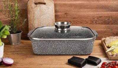 Жаровня Edenberg EB-12125 (30x21,5x7 см) 4 л з антипригарним покриттям, кришкою та кнопкою для оліі EB-12125 фото