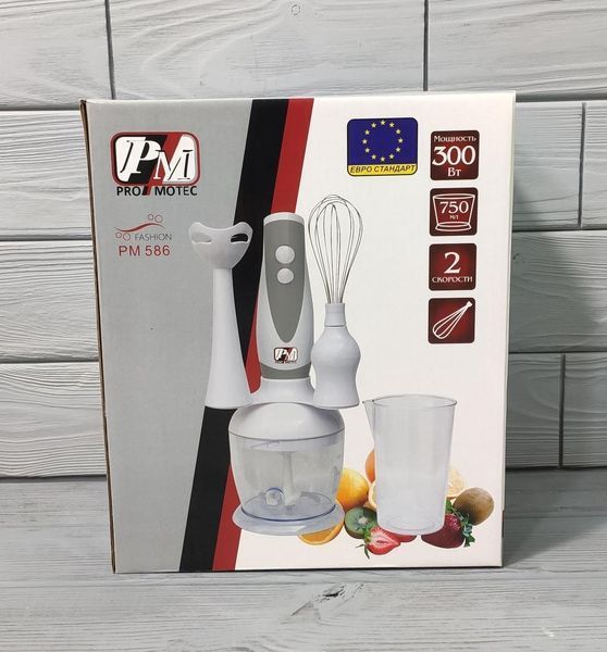 Блендер 3в1 електричний (чоппер, вінчик, подрібнювач, чаша 600мл) Promotec PM 586 586 фото
