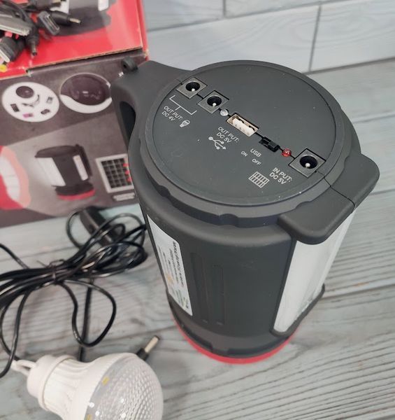 Фонарь кемпинговый с функцией Power Bank и солнечной панелью Stenson ME-4522 / Мощный фонарик аварийный ME-4522 фото