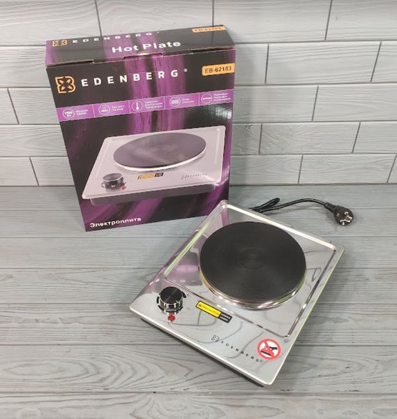 Электроплита одноконфорочная Дисковая Edenberg EB-62183 -1500 ВТ, мини плита 1 конфорка настольная бытовая EB-62183 фото