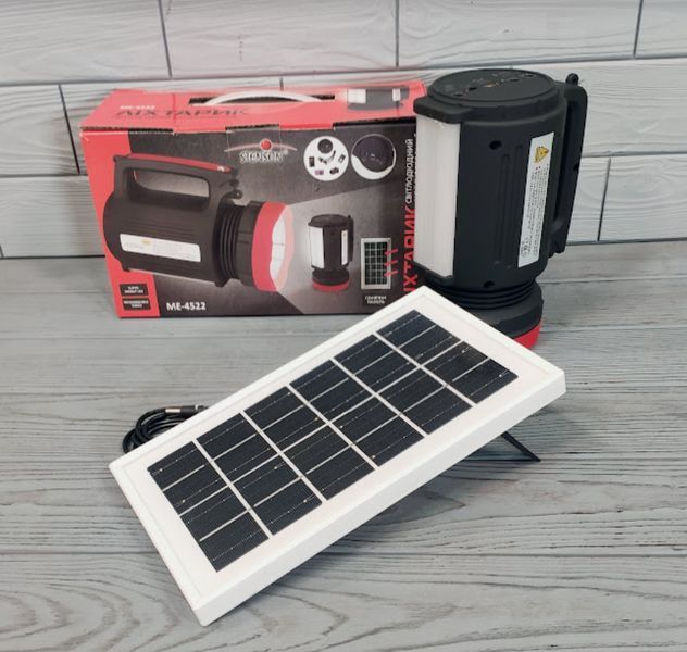 Фонарь кемпинговый с функцией Power Bank и солнечной панелью Stenson ME-4522 / Мощный фонарик аварийный ME-4522 фото